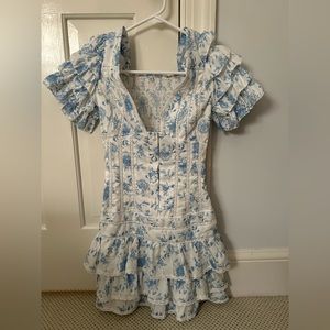 Blue and white floral dress